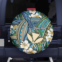 Personalised Hawaii Tribal Humpback Whale Spare Tire Cover Omaomao Hibiscus Seamless Pattern