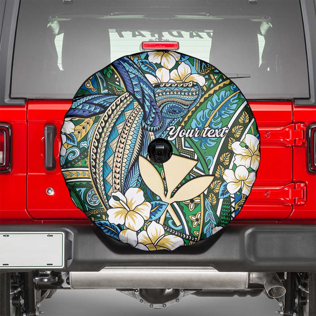 Personalised Hawaii Tribal Humpback Whale Spare Tire Cover Omaomao Hibiscus Seamless Pattern