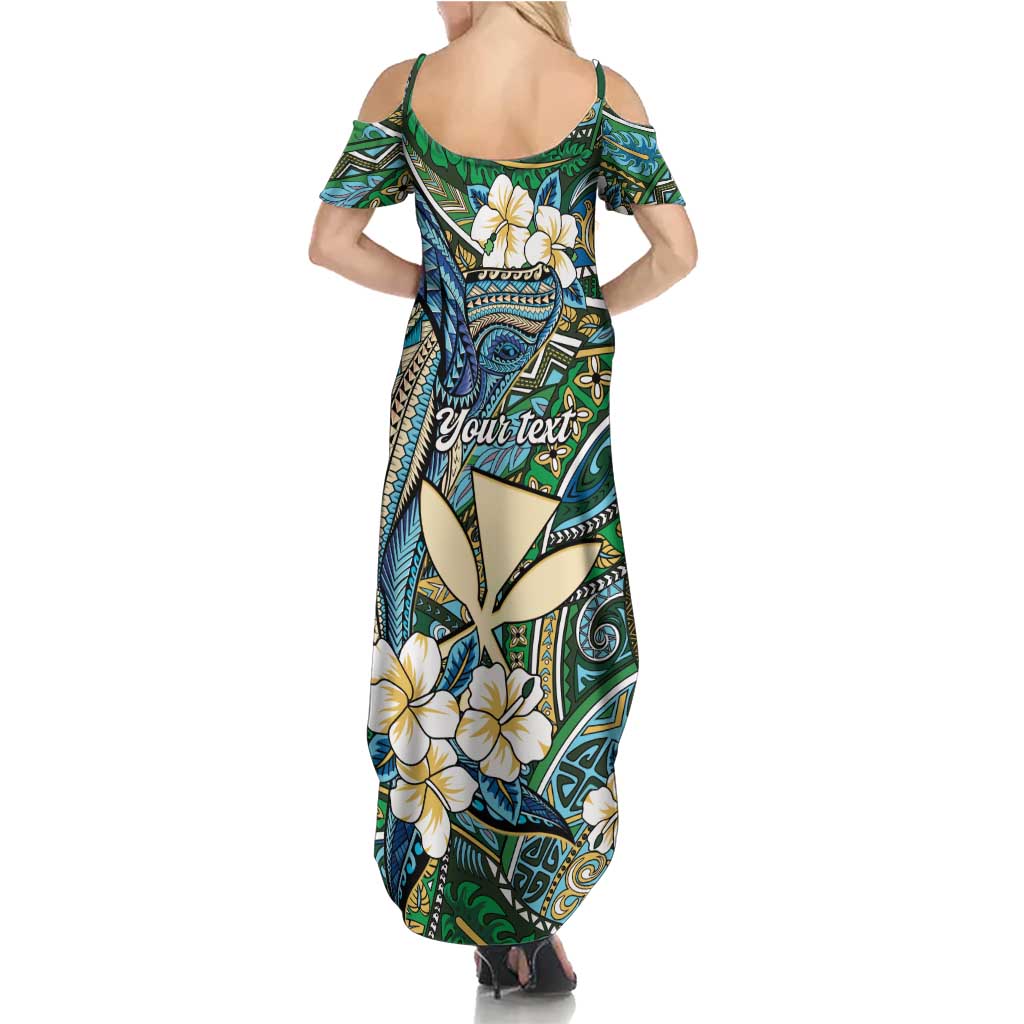 Personalised Hawaii Tribal Humpback Whale Summer Maxi Dress Omaomao Hibiscus Seamless Pattern LT9 - Polynesian Pride