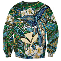 Personalised Hawaii Tribal Humpback Whale Sweatshirt Omaomao Hibiscus Seamless Pattern
