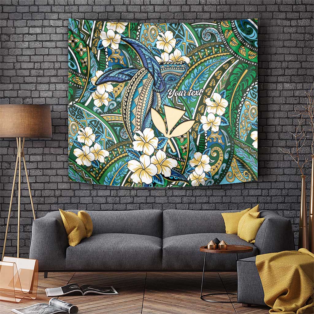 Personalised Hawaii Tribal Humpback Whale Tapestry Omaomao Hibiscus Seamless Pattern