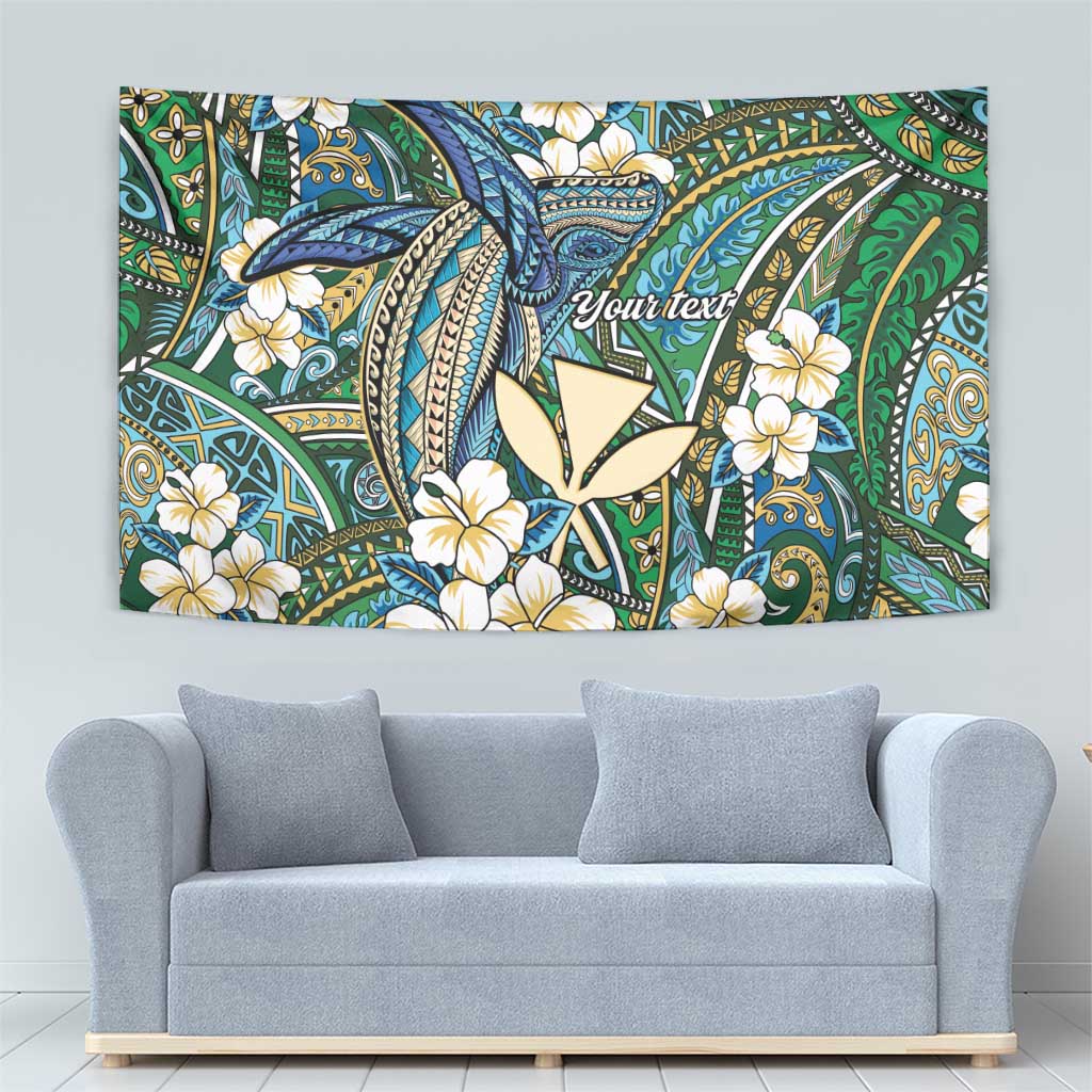 Personalised Hawaii Tribal Humpback Whale Tapestry Omaomao Hibiscus Seamless Pattern