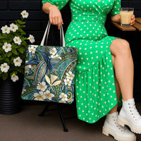 Personalised Hawaii Tribal Humpback Whale Tote Bag Omaomao Hibiscus Seamless Pattern
