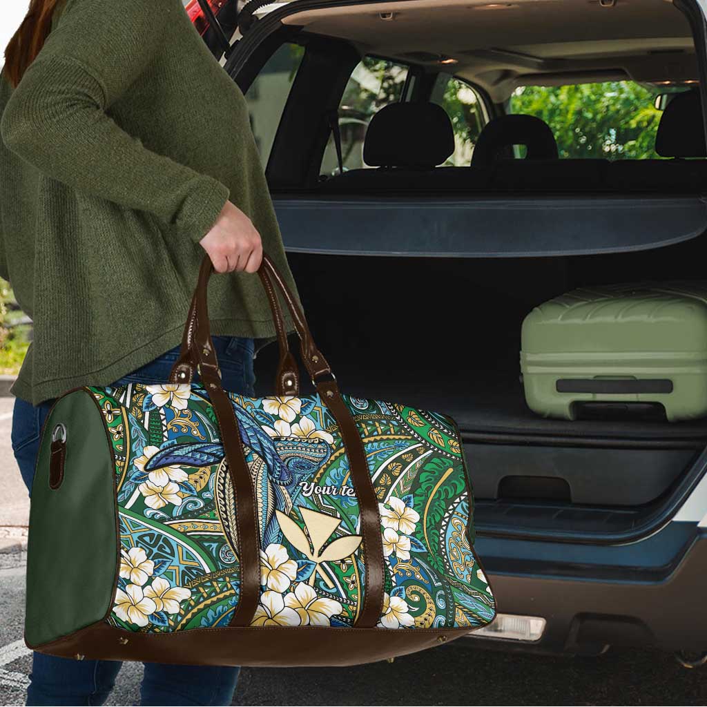 Personalised Hawaii Tribal Humpback Whale Travel Bag Omaomao Hibiscus Seamless Pattern LT9 - Polynesian Pride