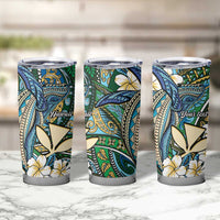 Personalised Hawaii Tribal Humpback Whale Tumbler Cup Omaomao Hibiscus Seamless Pattern LT9 - Polynesian Pride