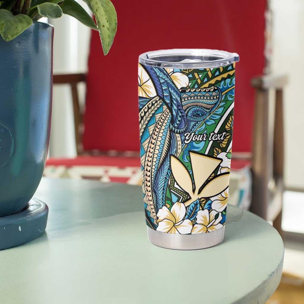 Personalised Hawaii Tribal Humpback Whale Tumbler Cup Omaomao Hibiscus Seamless Pattern LT9 - Polynesian Pride