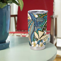 Personalised Hawaii Tribal Humpback Whale Tumbler Cup Omaomao Hibiscus Seamless Pattern LT9 - Polynesian Pride