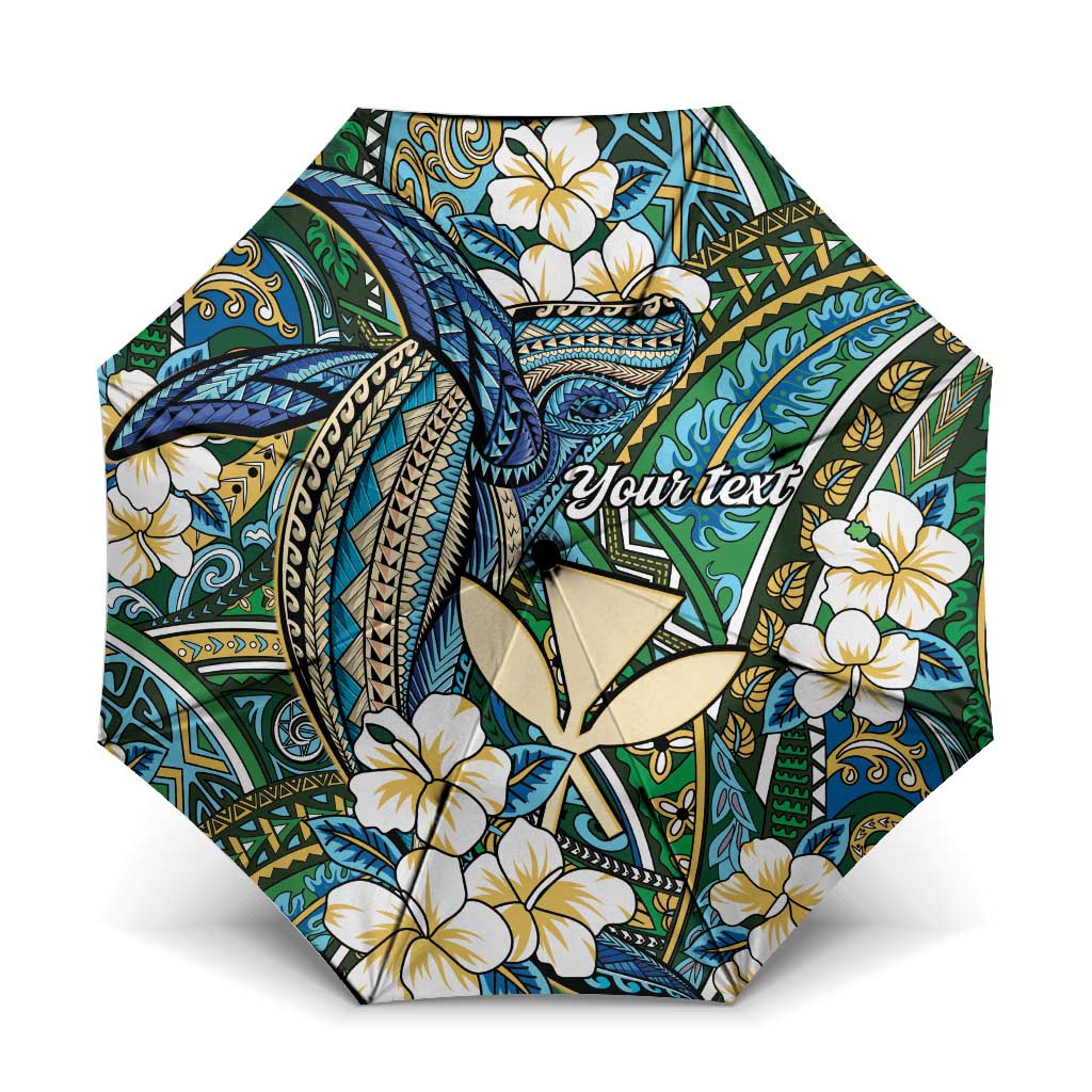 Personalised Hawaii Tribal Humpback Whale Umbrella Omaomao Hibiscus Seamless Pattern