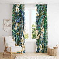 Personalised Hawaii Tribal Humpback Whale Window Curtain Omaomao Hibiscus Seamless Pattern