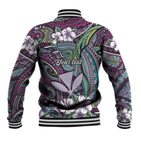 Personalised Hawaii Tribal Humpback Whale Baseball Jacket Poni Hibiscus Seamless Pattern