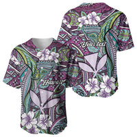 Personalised Hawaii Tribal Humpback Whale Baseball Jersey Poni Hibiscus Seamless Pattern