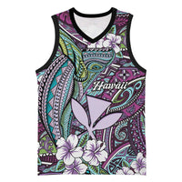 Personalised Hawaii Tribal Humpback Whale Basketball Jersey Poni Hibiscus Seamless Pattern