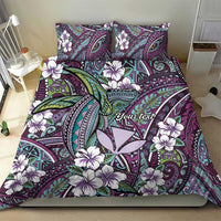Personalised Hawaii Tribal Humpback Whale Bedding Set Poni Hibiscus Seamless Pattern