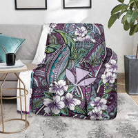 Personalised Hawaii Tribal Humpback Whale Blanket Poni Hibiscus Seamless Pattern