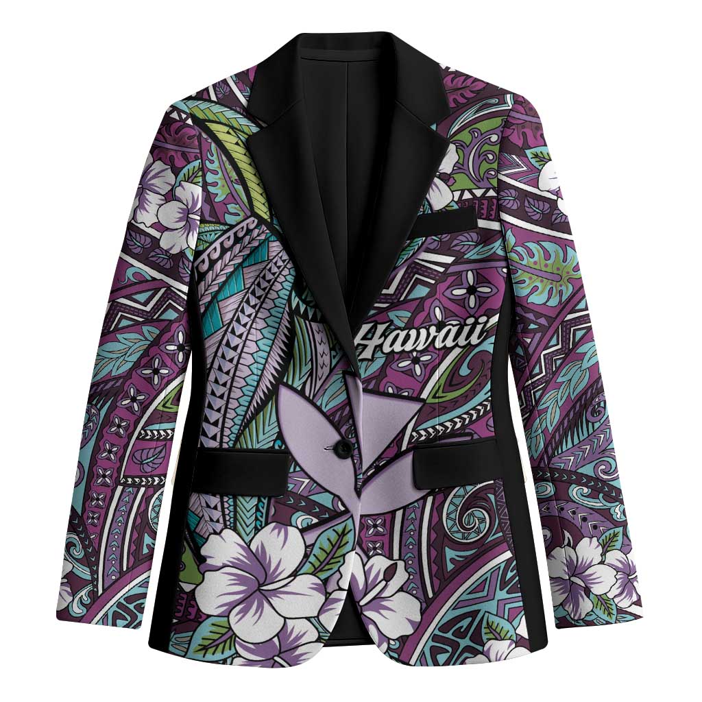 Personalised Hawaii Tribal Humpback Whale Blazer Poni Hibiscus Seamless Pattern