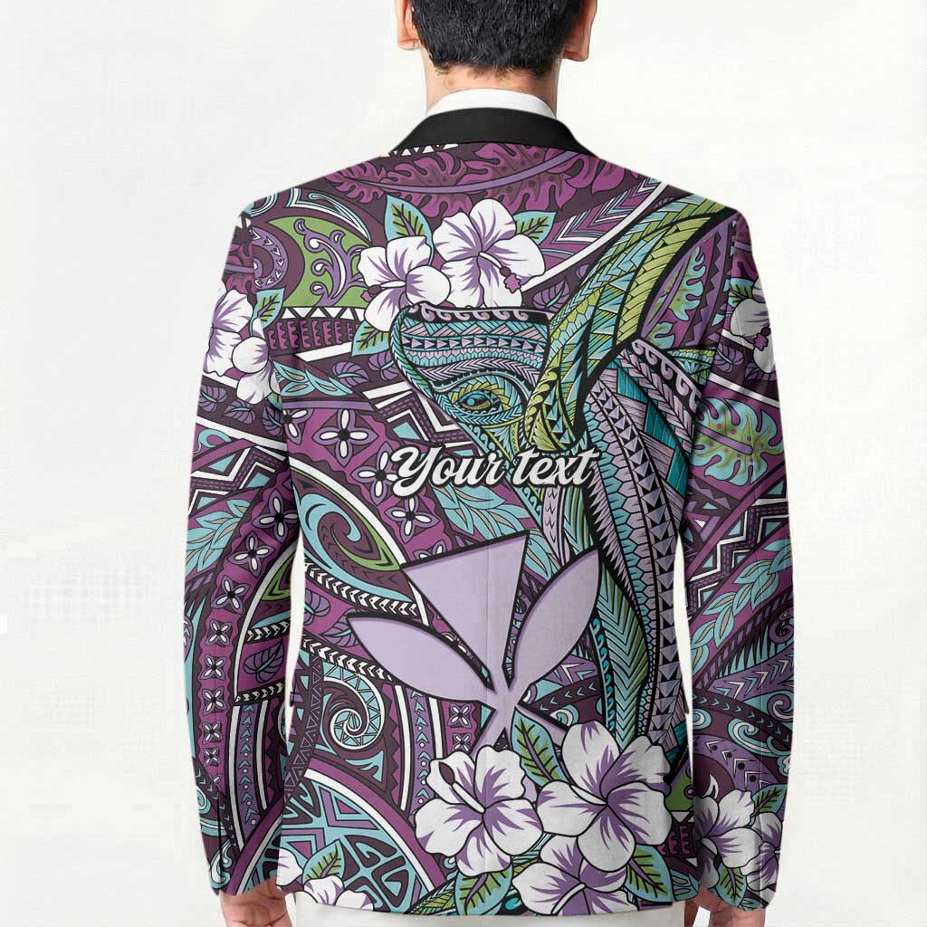 Personalised Hawaii Tribal Humpback Whale Blazer Poni Hibiscus Seamless Pattern