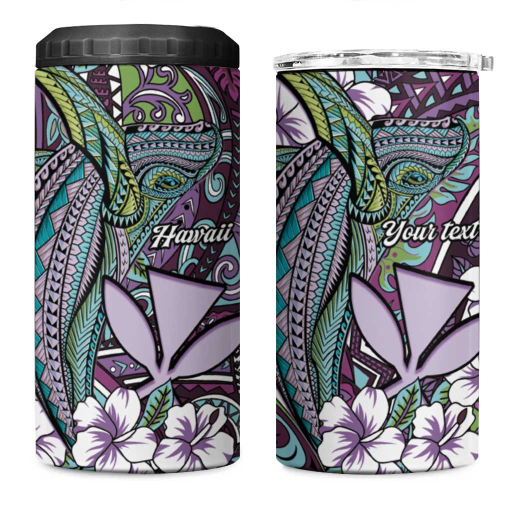 Personalised Hawaii Tribal Humpback Whale 4 in 1 Can Cooler Tumbler Poni Hibiscus Seamless Pattern