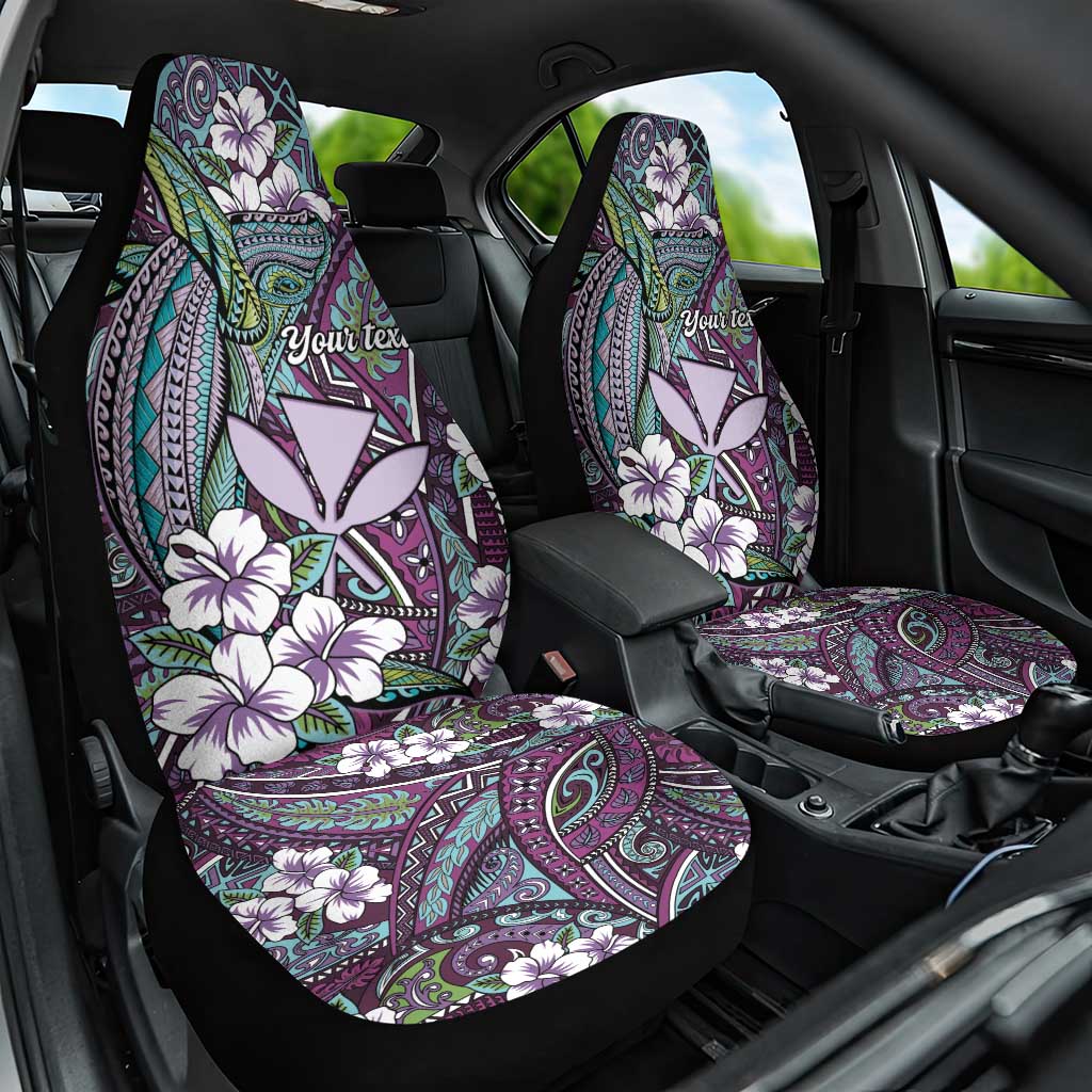 Personalised Hawaii Tribal Humpback Whale Car Seat Cover Poni Hibiscus Seamless Pattern LT9 One Size Purple - Polynesian Pride