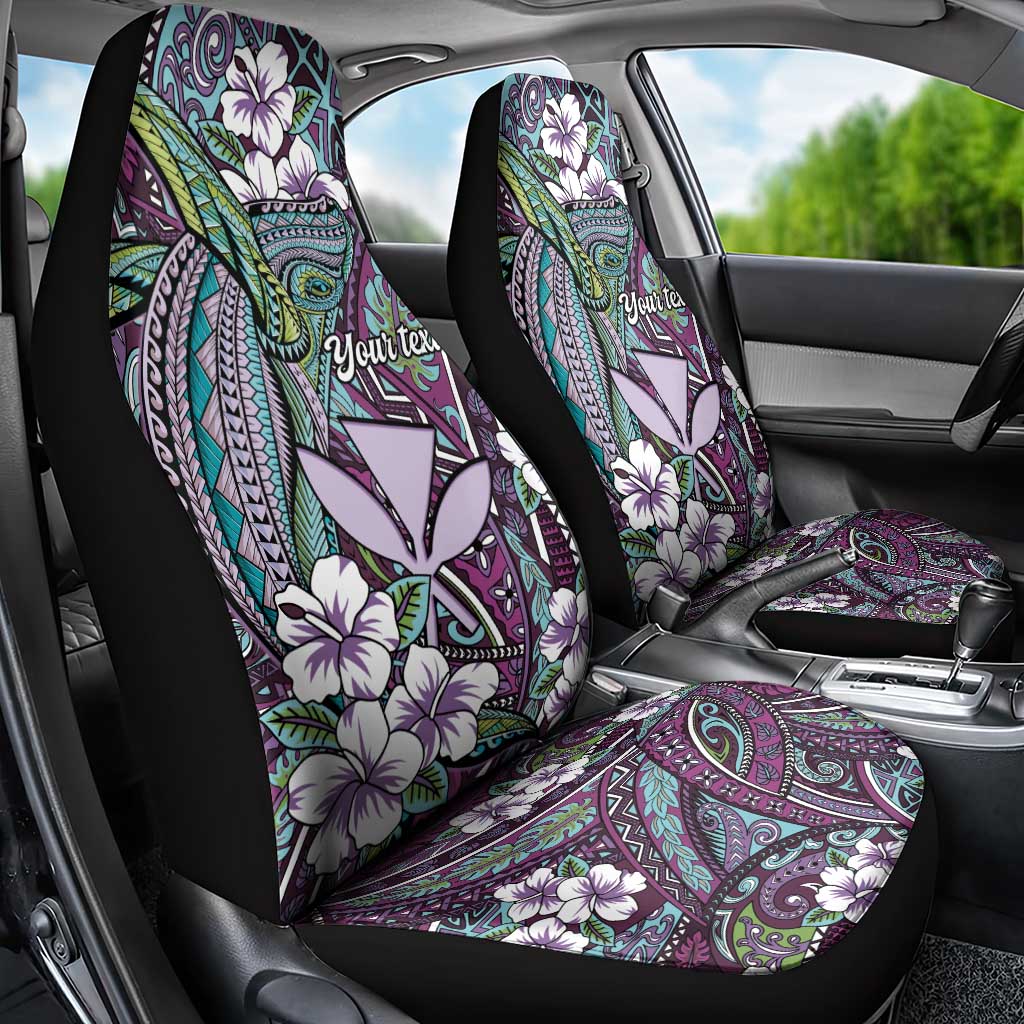 Personalised Hawaii Tribal Humpback Whale Car Seat Cover Poni Hibiscus Seamless Pattern LT9 - Polynesian Pride