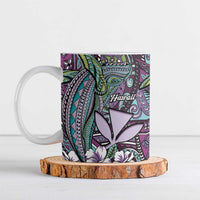 Personalised Hawaii Tribal Humpback Whale Ceramic Mug Poni Hibiscus Seamless Pattern