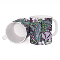 Personalised Hawaii Tribal Humpback Whale Ceramic Mug Poni Hibiscus Seamless Pattern