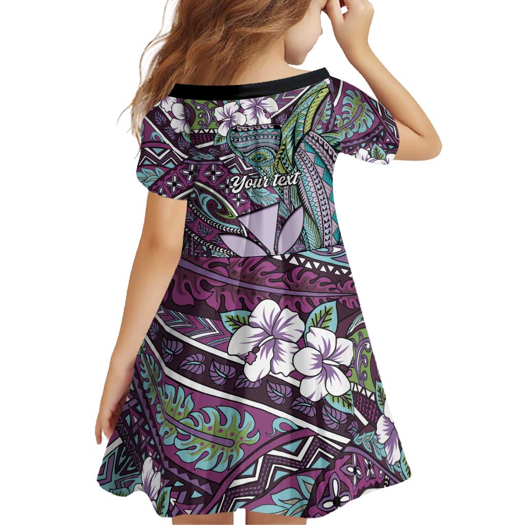 Personalised Hawaii Tribal Humpback Whale Family Matching Off The Shoulder Long Sleeve Dress and Hawaiian Shirt Poni Hibiscus Seamless Pattern