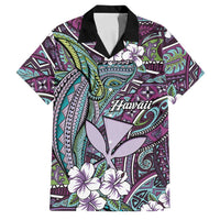 Personalised Hawaii Tribal Humpback Whale Family Matching Off Shoulder Short Dress and Hawaiian Shirt Poni Hibiscus Seamless Pattern