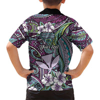 Personalised Hawaii Tribal Humpback Whale Family Matching Puletasi and Hawaiian Shirt Poni Hibiscus Seamless Pattern