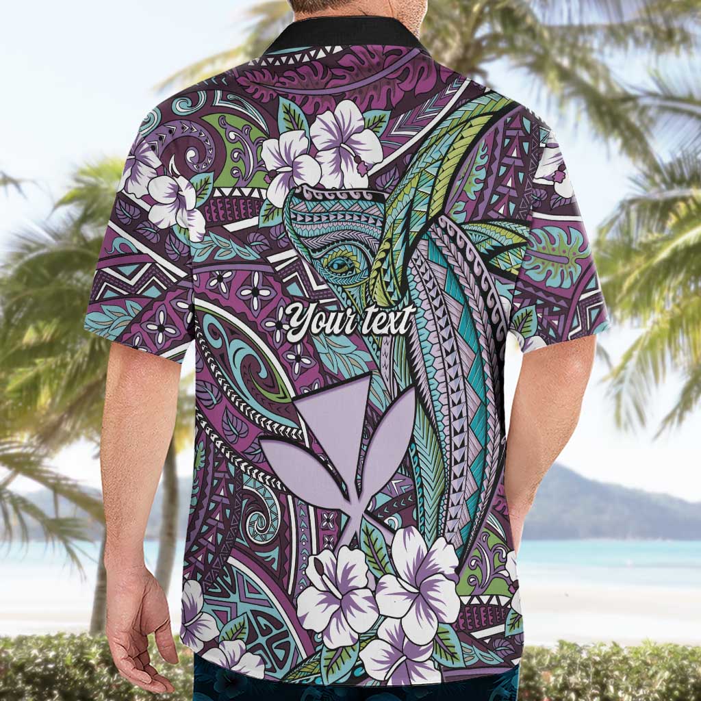 Personalised Hawaii Tribal Humpback Whale Hawaiian Shirt Poni Hibiscus Seamless Pattern