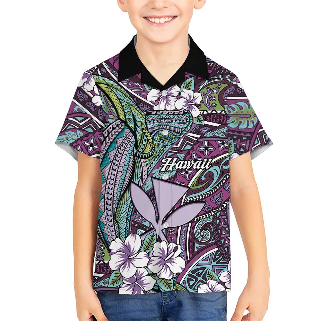 Personalised Hawaii Tribal Humpback Whale Hawaiian Shirt Poni Hibiscus Seamless Pattern
