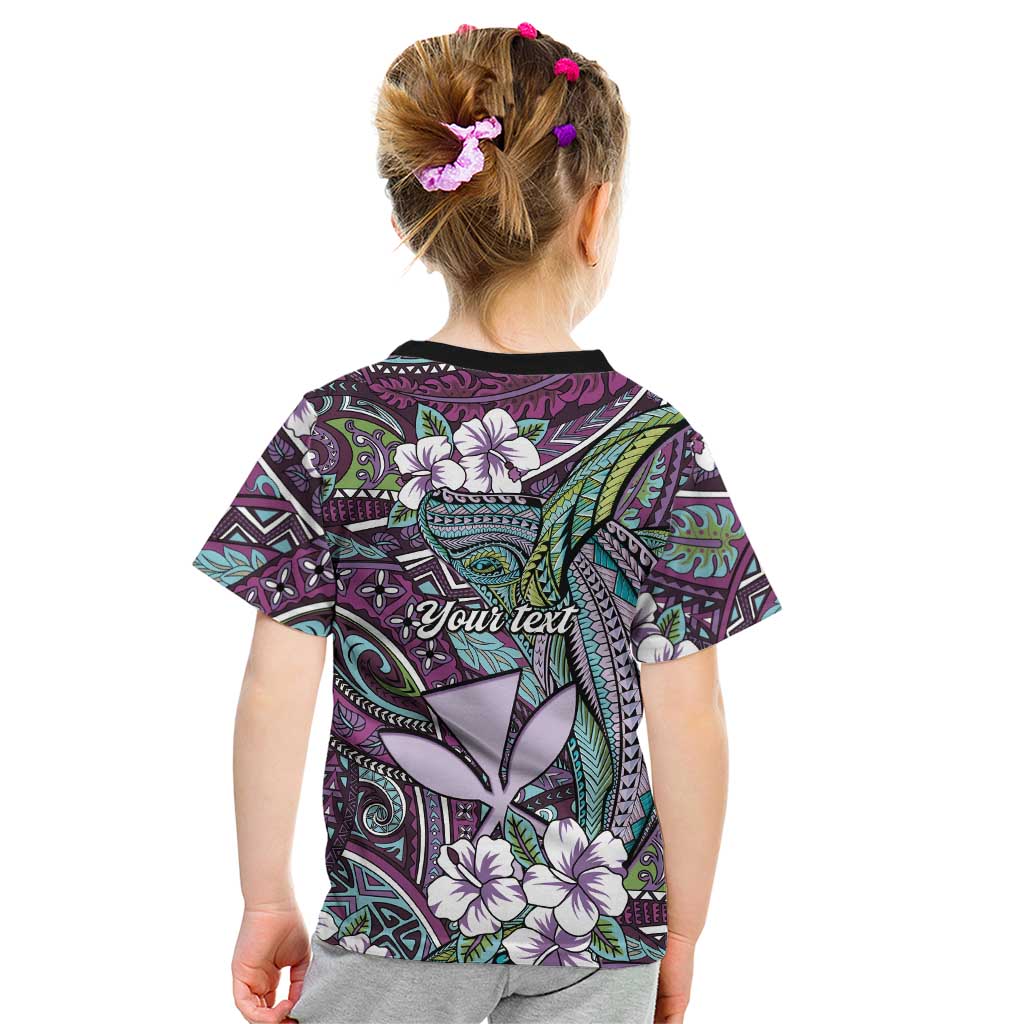Personalised Hawaii Tribal Humpback Whale Kid T Shirt Poni Hibiscus Seamless Pattern