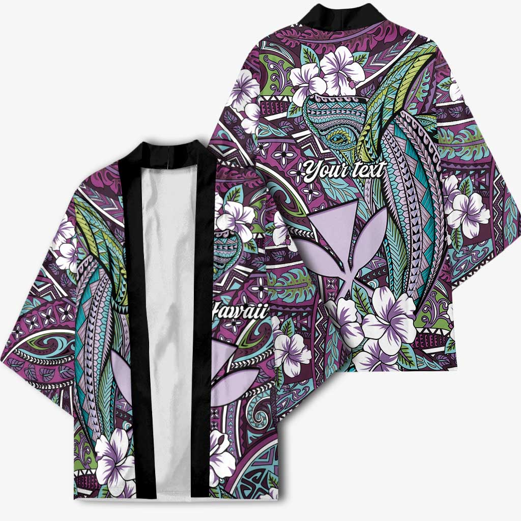 Personalised Hawaii Tribal Humpback Whale Kimono Poni Hibiscus Seamless Pattern