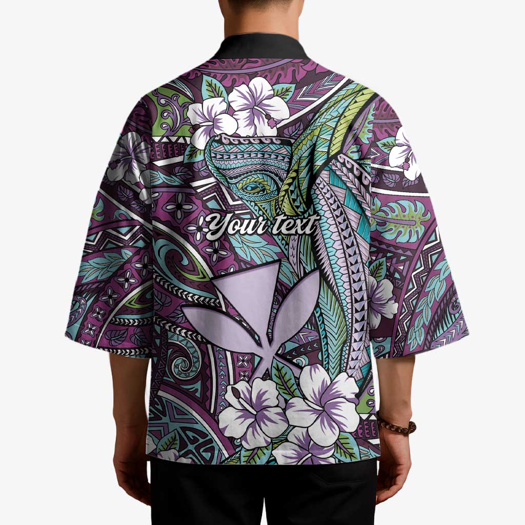 Personalised Hawaii Tribal Humpback Whale Kimono Poni Hibiscus Seamless Pattern