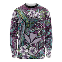 Personalised Hawaii Tribal Humpback Whale Long Sleeve Shirt Poni Hibiscus Seamless Pattern