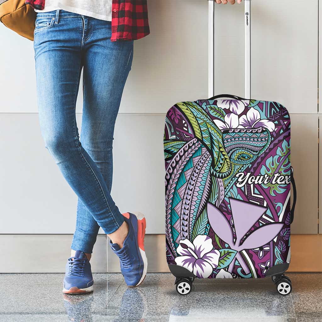 Personalised Hawaii Tribal Humpback Whale Luggage Cover Poni Hibiscus Seamless Pattern