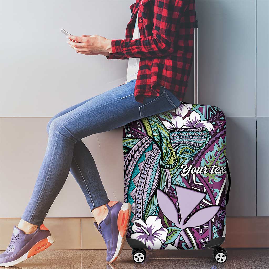 Personalised Hawaii Tribal Humpback Whale Luggage Cover Poni Hibiscus Seamless Pattern