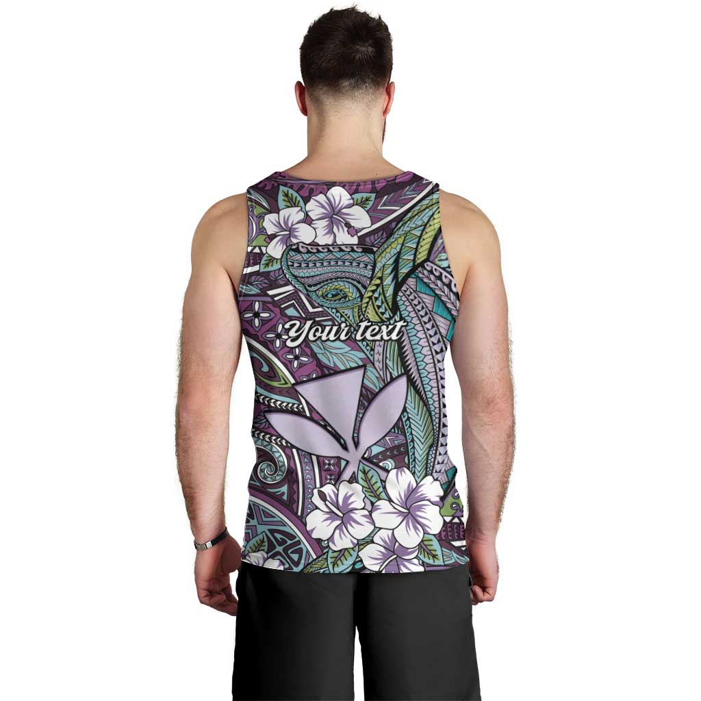 Personalised Hawaii Tribal Humpback Whale Men Tank Top Poni Hibiscus Seamless Pattern