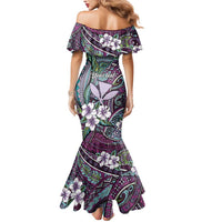 Personalised Hawaii Tribal Humpback Whale Mermaid Dress Poni Hibiscus Seamless Pattern LT9 - Polynesian Pride