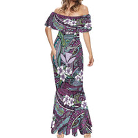 Personalised Hawaii Tribal Humpback Whale Mermaid Dress Poni Hibiscus Seamless Pattern LT9 - Polynesian Pride