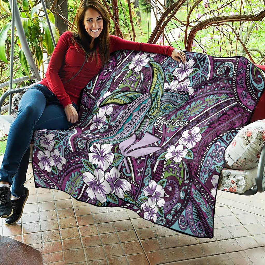 Personalised Hawaii Tribal Humpback Whale Quilt Poni Hibiscus Seamless Pattern