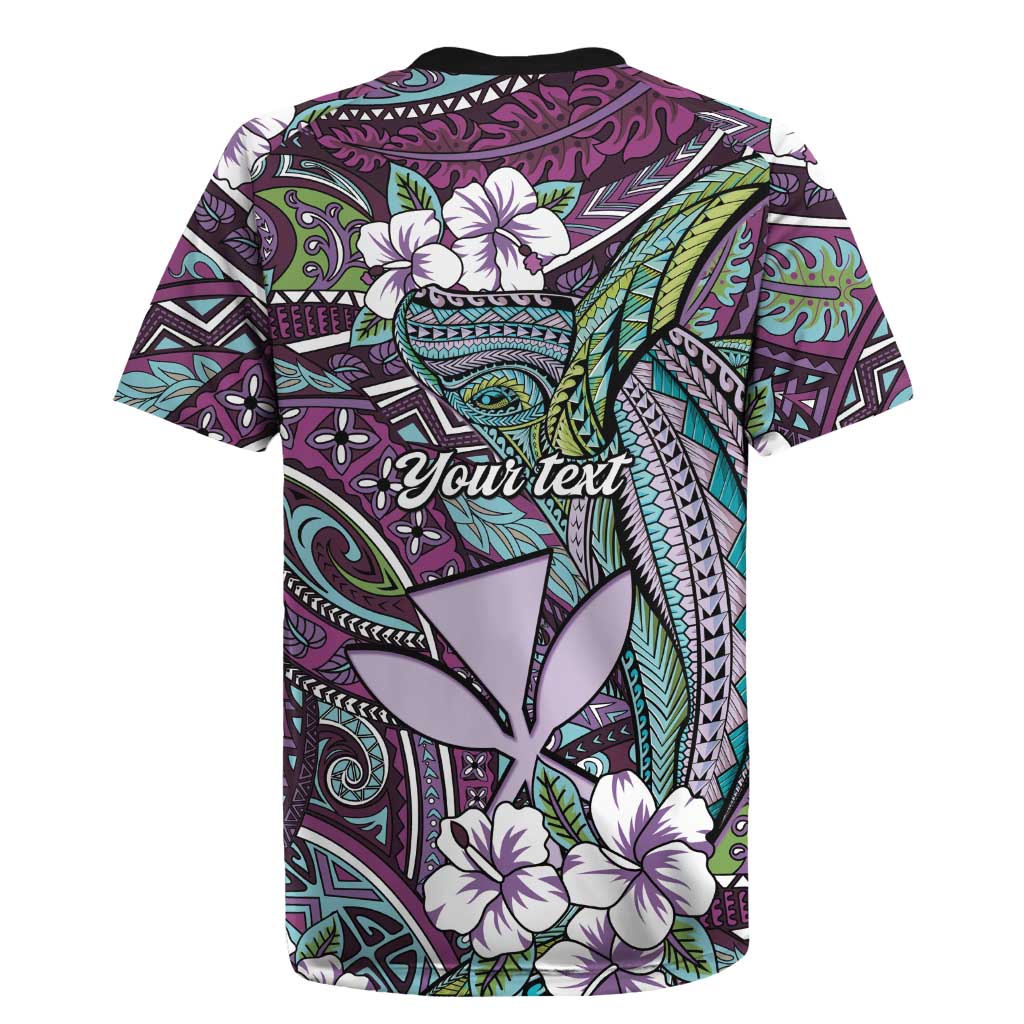 Personalised Hawaii Tribal Humpback Whale Rugby Jersey Poni Hibiscus Seamless Pattern