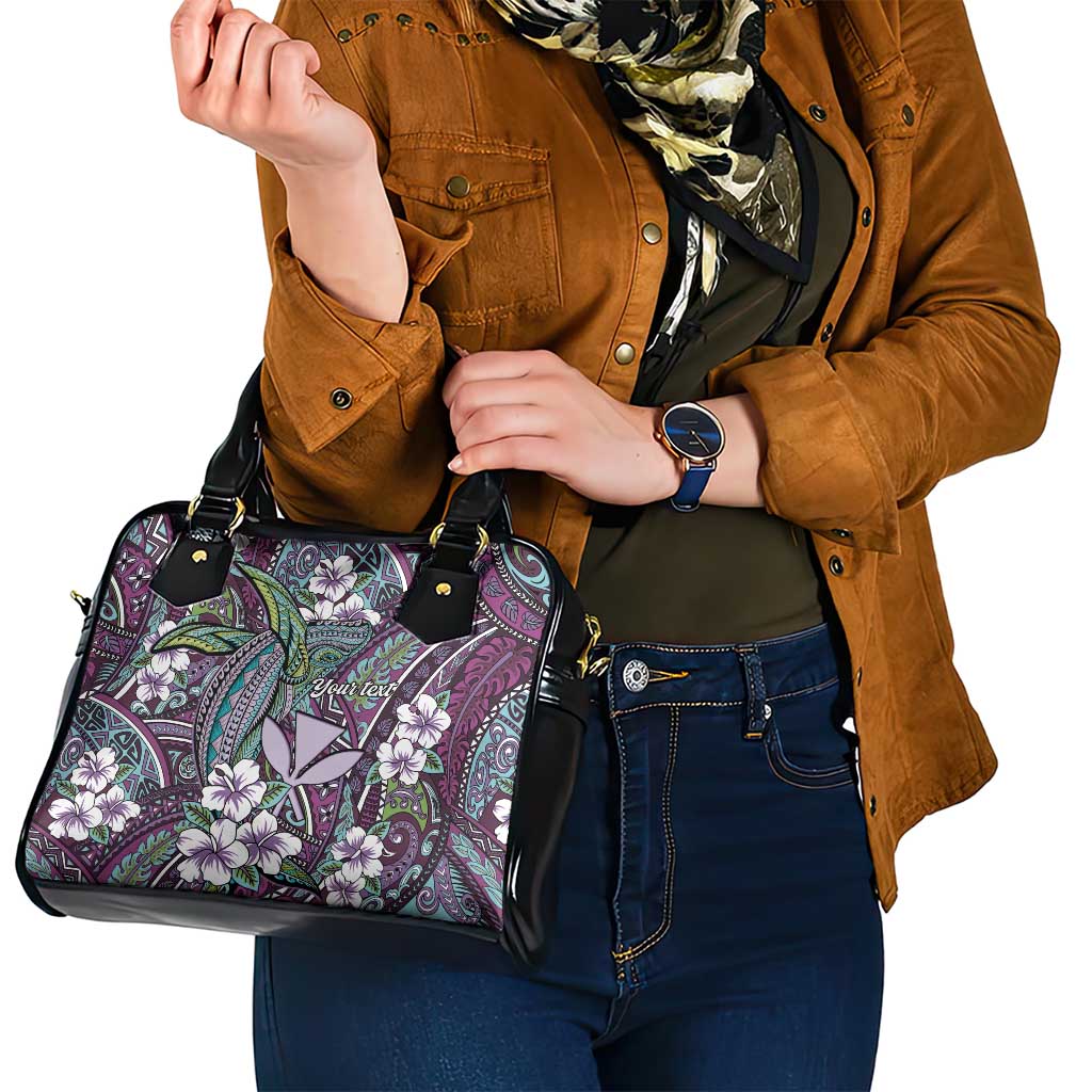 Personalised Hawaii Tribal Humpback Whale Shoulder Handbag Poni Hibiscus Seamless Pattern