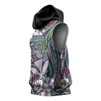 Personalised Hawaii Tribal Humpback Whale Sleeveless Hoodie Poni Hibiscus Seamless Pattern