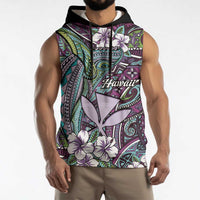 Personalised Hawaii Tribal Humpback Whale Sleeveless Hoodie Poni Hibiscus Seamless Pattern
