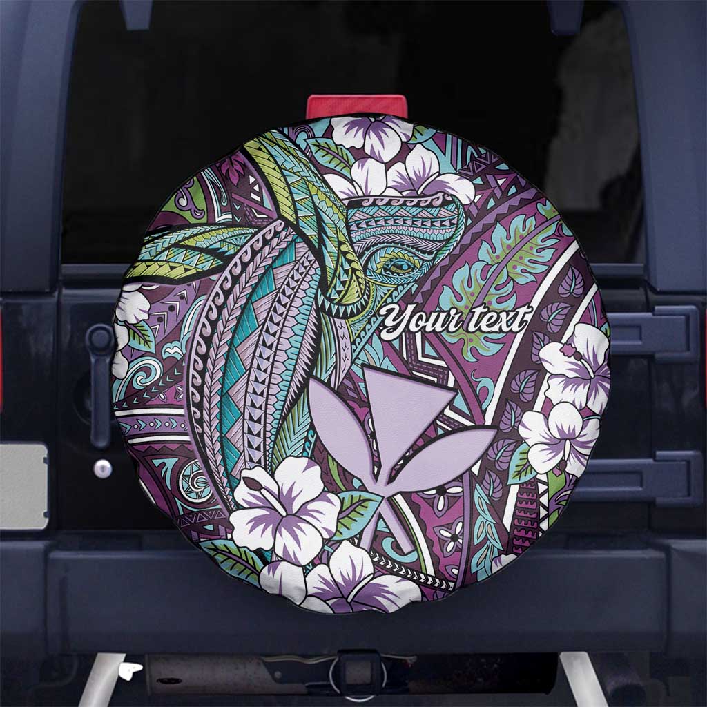 Personalised Hawaii Tribal Humpback Whale Spare Tire Cover Poni Hibiscus Seamless Pattern LT9 No hole Purple - Polynesian Pride