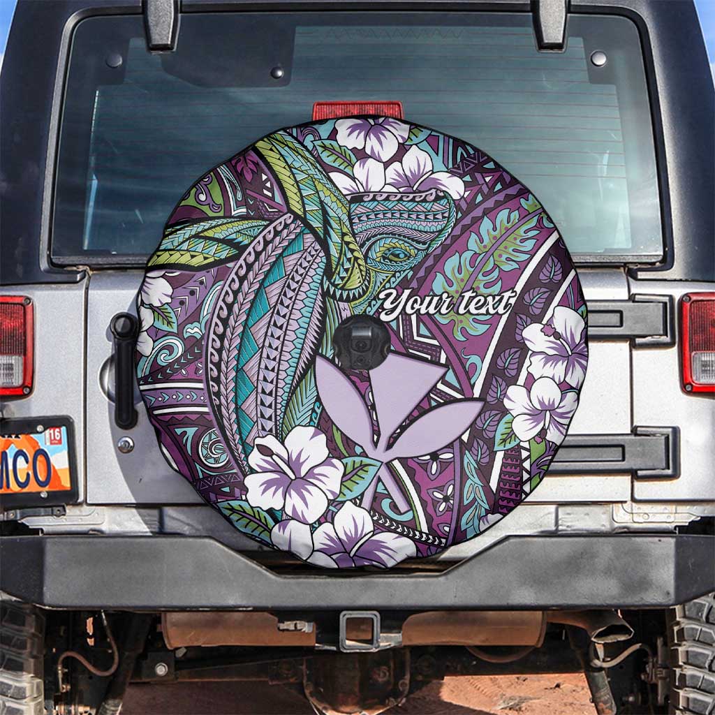 Personalised Hawaii Tribal Humpback Whale Spare Tire Cover Poni Hibiscus Seamless Pattern LT9 Purple - Polynesian Pride