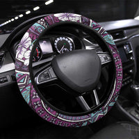 Hawaii Tribal Humpback Whale Steering Wheel Cover Poni Hibiscus Seamless Pattern