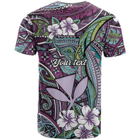 Personalised Hawaii Tribal Humpback Whale T Shirt Poni Hibiscus Seamless Pattern
