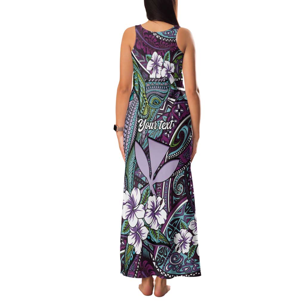 Personalised Hawaii Tribal Humpback Whale Tank Maxi Dress Poni Hibiscus Seamless Pattern