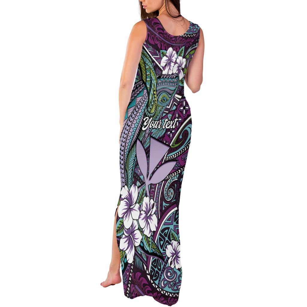 Personalised Hawaii Tribal Humpback Whale Tank Maxi Dress Poni Hibiscus Seamless Pattern